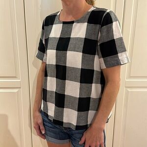 Madewell Black and White Gingham Top with Button Details XS